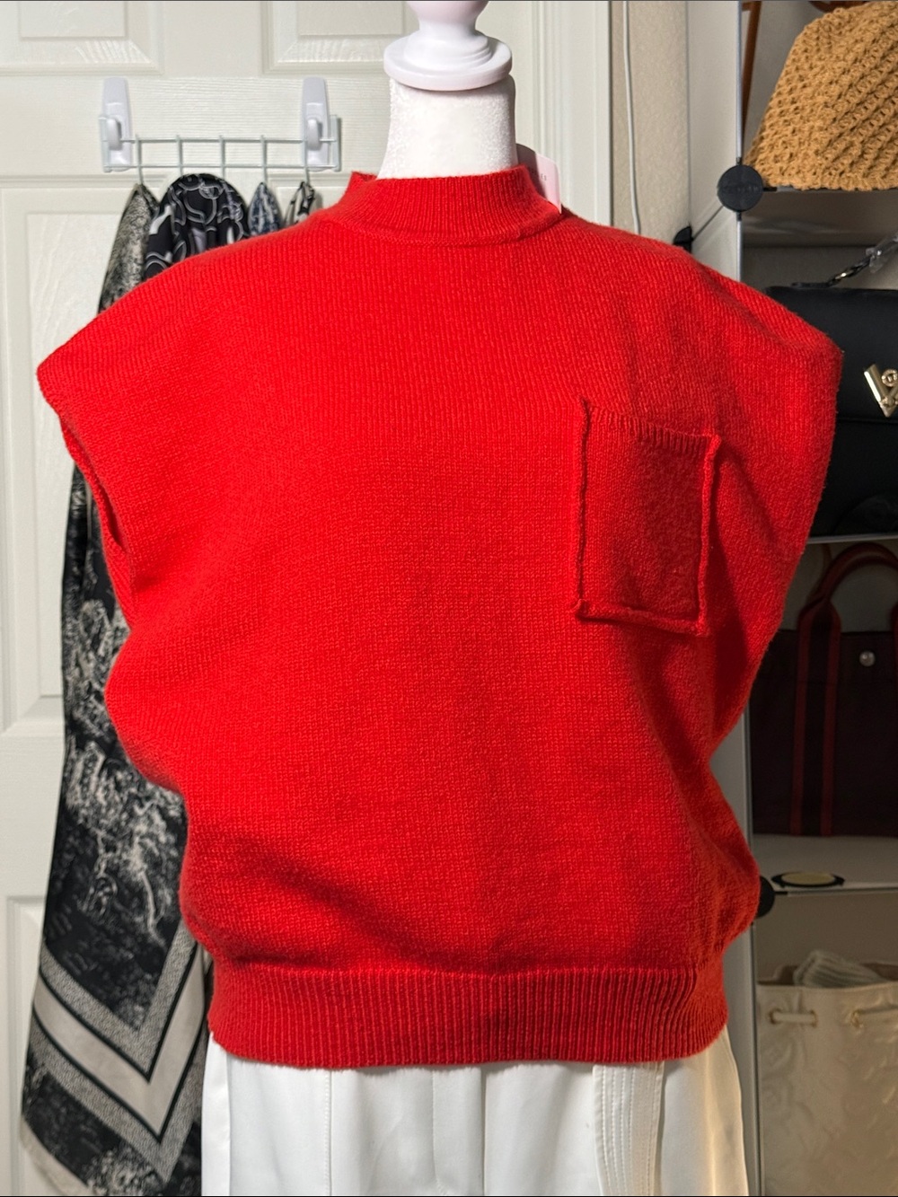 Timing Bright Red Sleeveless Crewneck Sweater Vest